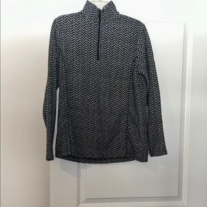 Lands' End Black and White Chevron Half-Zip